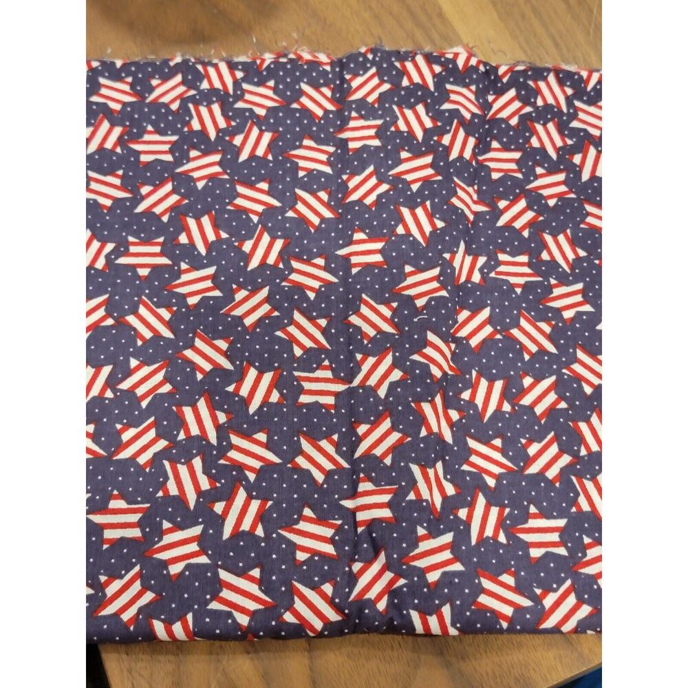 Patriotic Stars And Stripes Blue Cotton Fabric 2yards New